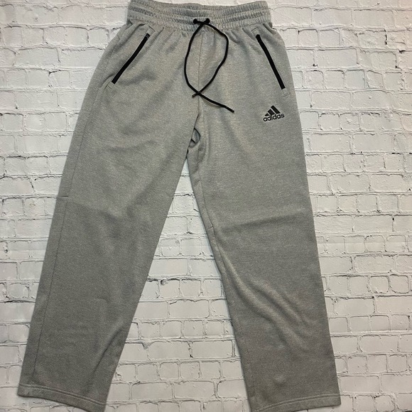 Adidas Pants Mens Medium Gray Athletic Sweat Pants streetwear climawarm Gym - Picture 2 of 8